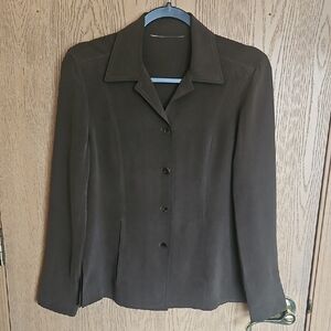 100% Silk Classic Olive Green Women's Jacket/blouse